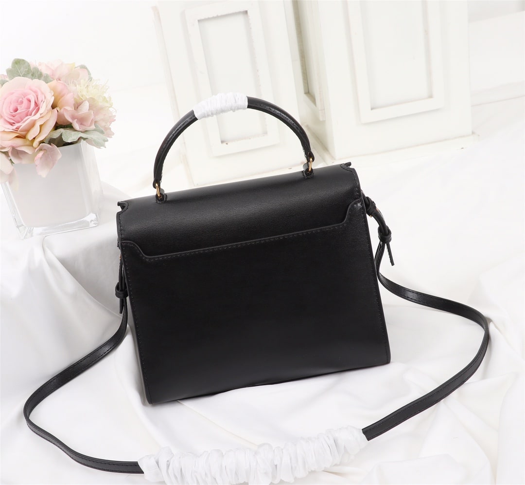 SAINT LAURENT CASSANDRA MEDIUM TOP HANDLE BAG BLACK GOLD 24CM 623931BOW0W1000 - Image 9