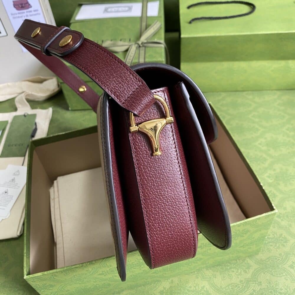GUCCI HORSEBIT 1955 ORIGINAL GG SHOULDER BAG BURGUNDY 25CM 602204 9Y9NG 9865 - Image 6