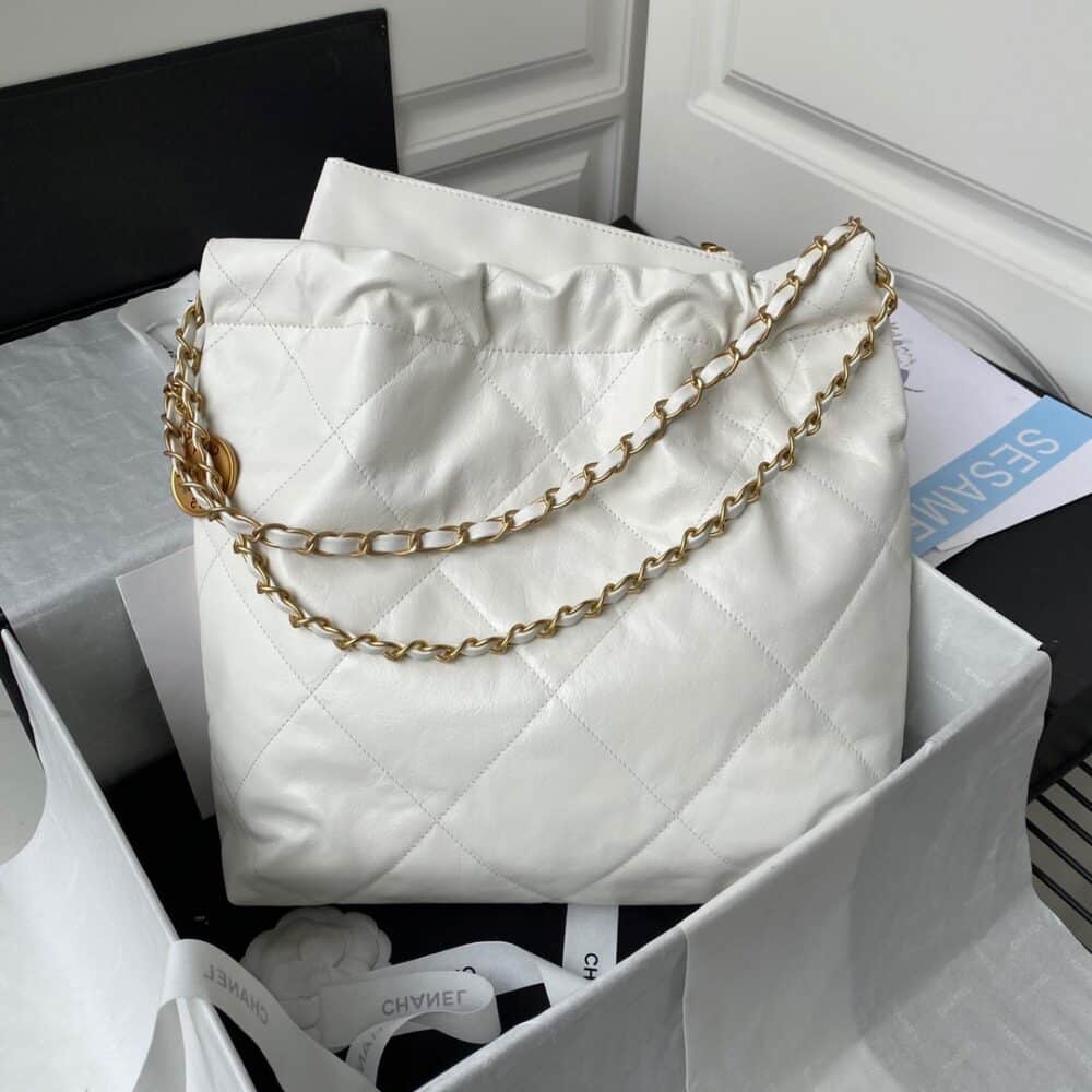 CHANEL 22 SMALL HANDBAG WHITE 37CM AS3260 B09859 10601 - Image 3