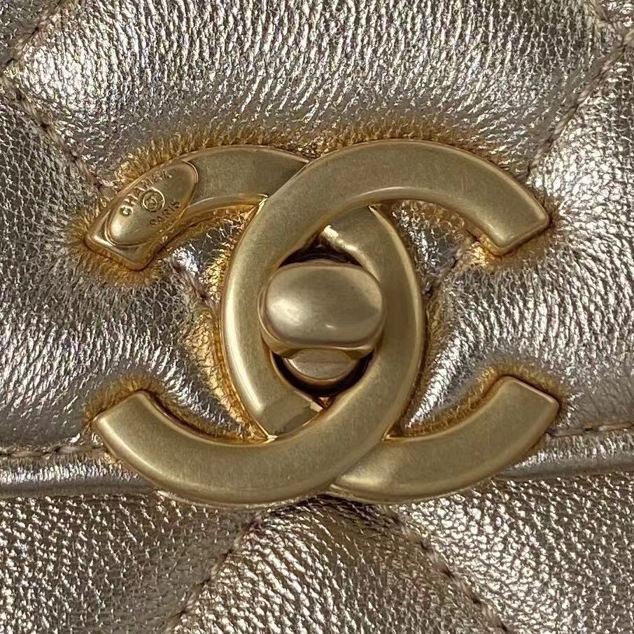 CHANEL MINI FLAP BAG GOLD AS3239 - Image 5