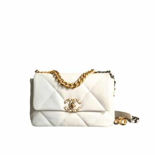 CHANEL 19 FLAP BAG WHITE 32CM