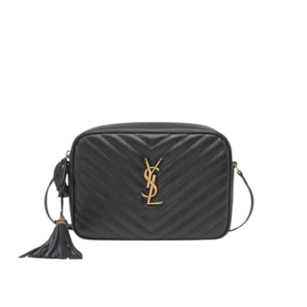 SAINT LAURENT LOU CAMERA BAG IN QUILTED BLACK GOLD LEATHER 23CM 612544DV7071000
