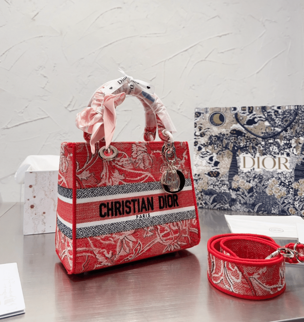 Alternative view of DIOR MEDIUM LADY D-LITE BAG CANVAS RED 24CM