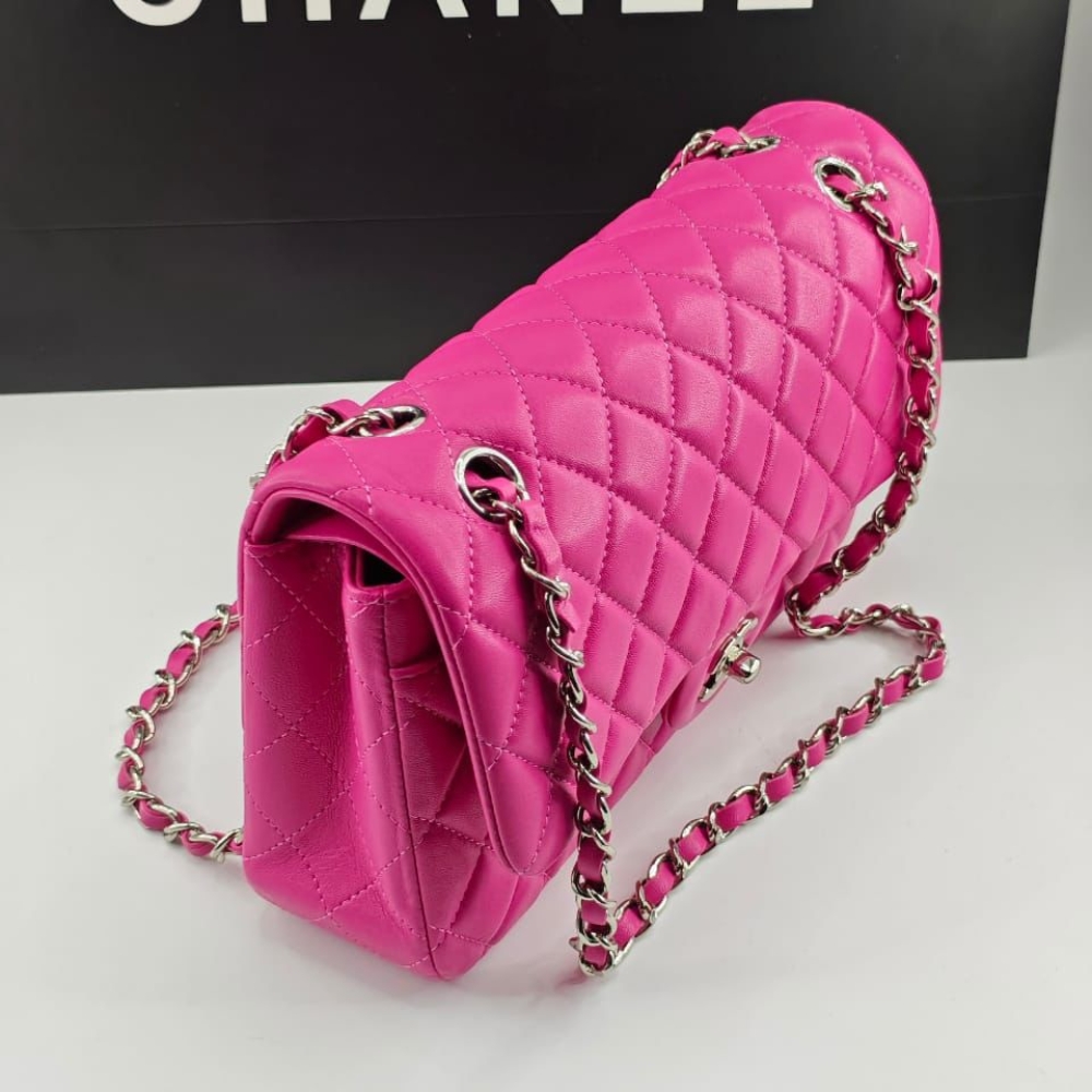 Chanel Classic Medium Flap Bag With Silver Hardware Pink 25Cm - Image 3