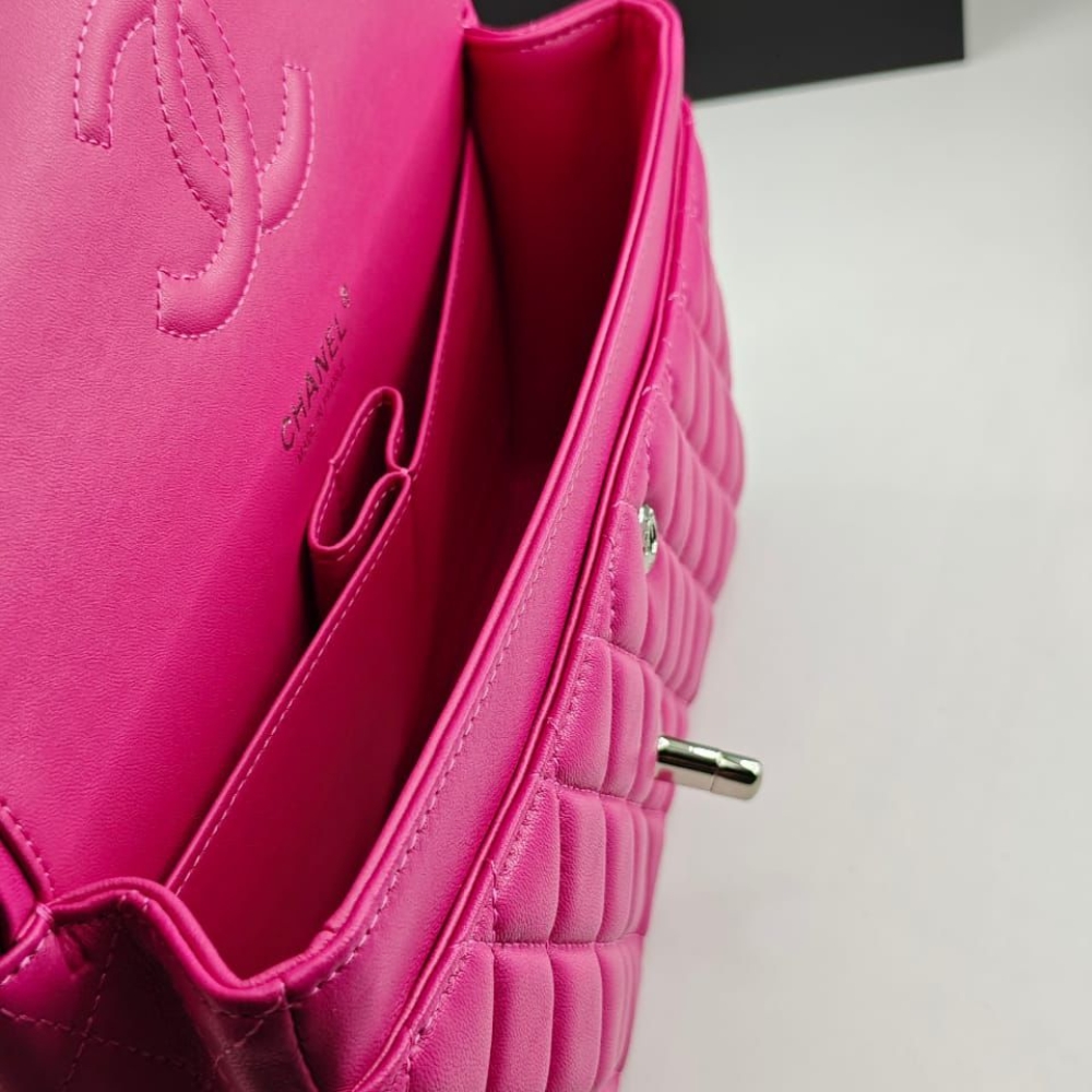 Chanel Classic Medium Flap Bag With Silver Hardware Pink 25Cm - Image 6