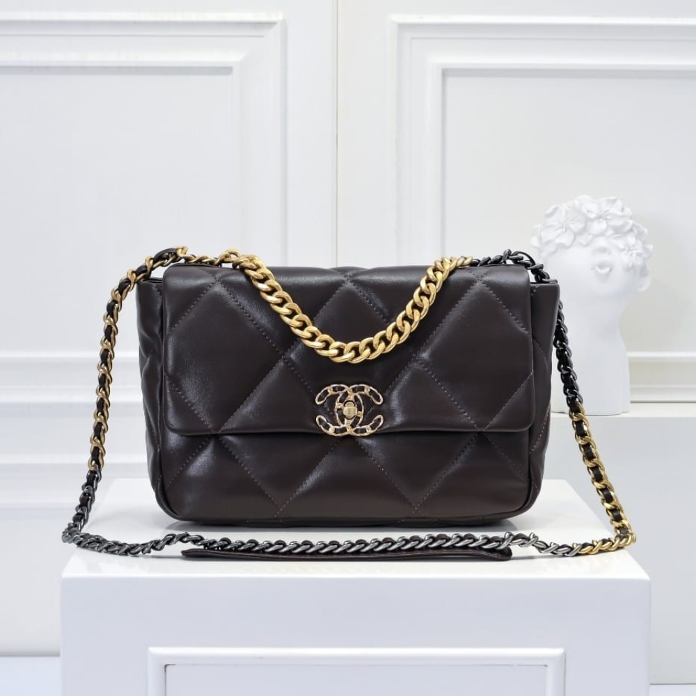 Alternative view of Chanel 19 Flap Bag Shiny Gold And Silver Tone Dark Brown 26Cm AS1160 B04852 94305