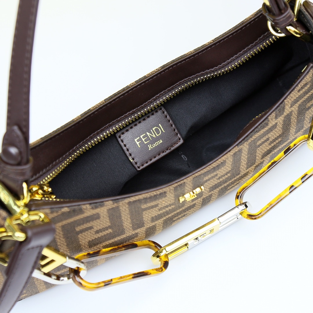 FENDI O’LOCK SWING SHOULDER BAG DARK BROWN 32CM - Image 5