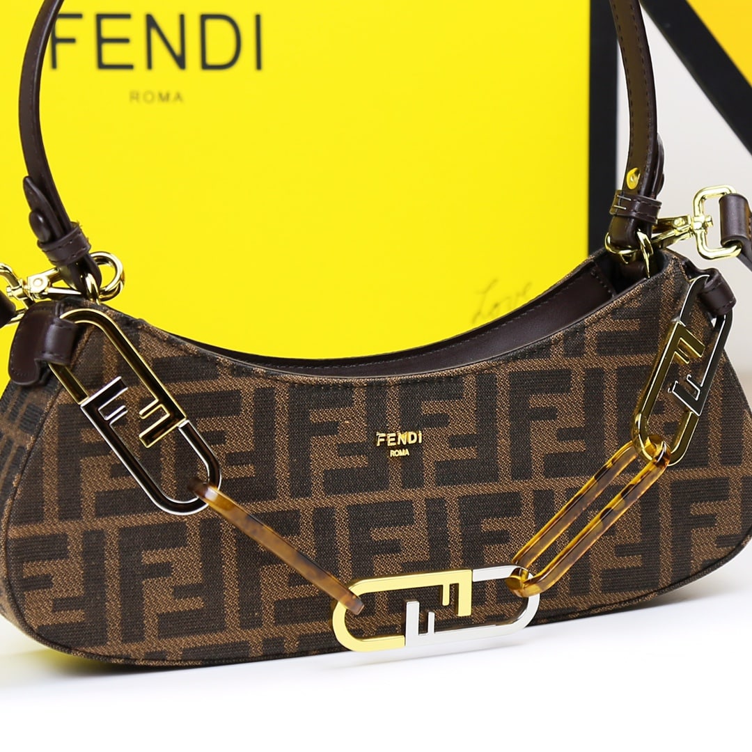 FENDI O’LOCK SWING SHOULDER BAG DARK BROWN 32CM - Image 8
