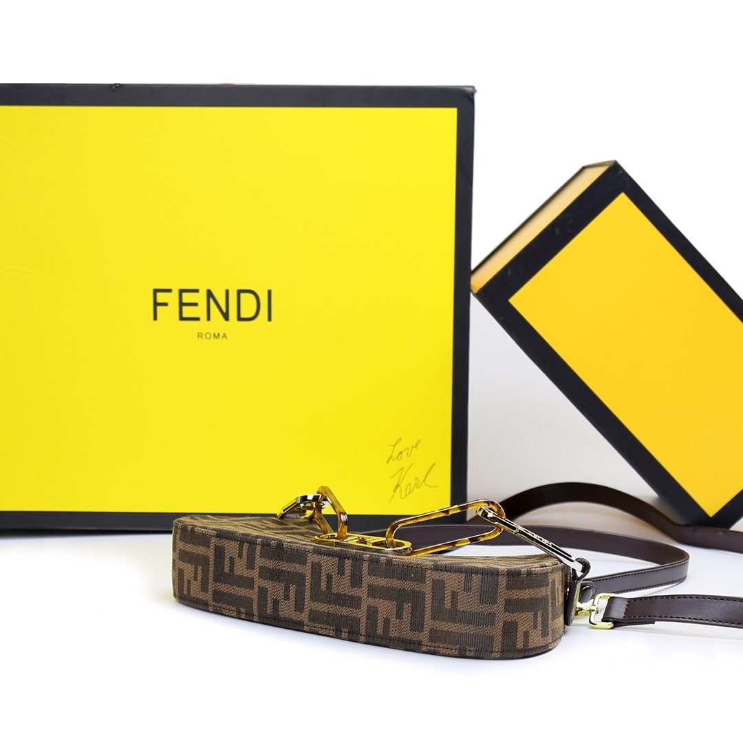 FENDI O’LOCK SWING SHOULDER BAG DARK BROWN 32CM - Image 9
