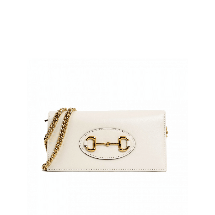GUCCI HORSEBIT 1955 WALLET WITH CHAIN WHITE 20CM 621892 0YK0G 9022