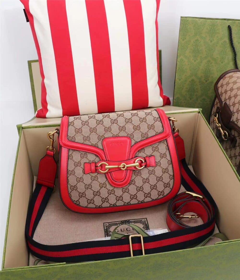 GUCCI LADY WEB ORIGINAL GG CANVAS WITH RED LEATHER TRIM 25CM - Image 10
