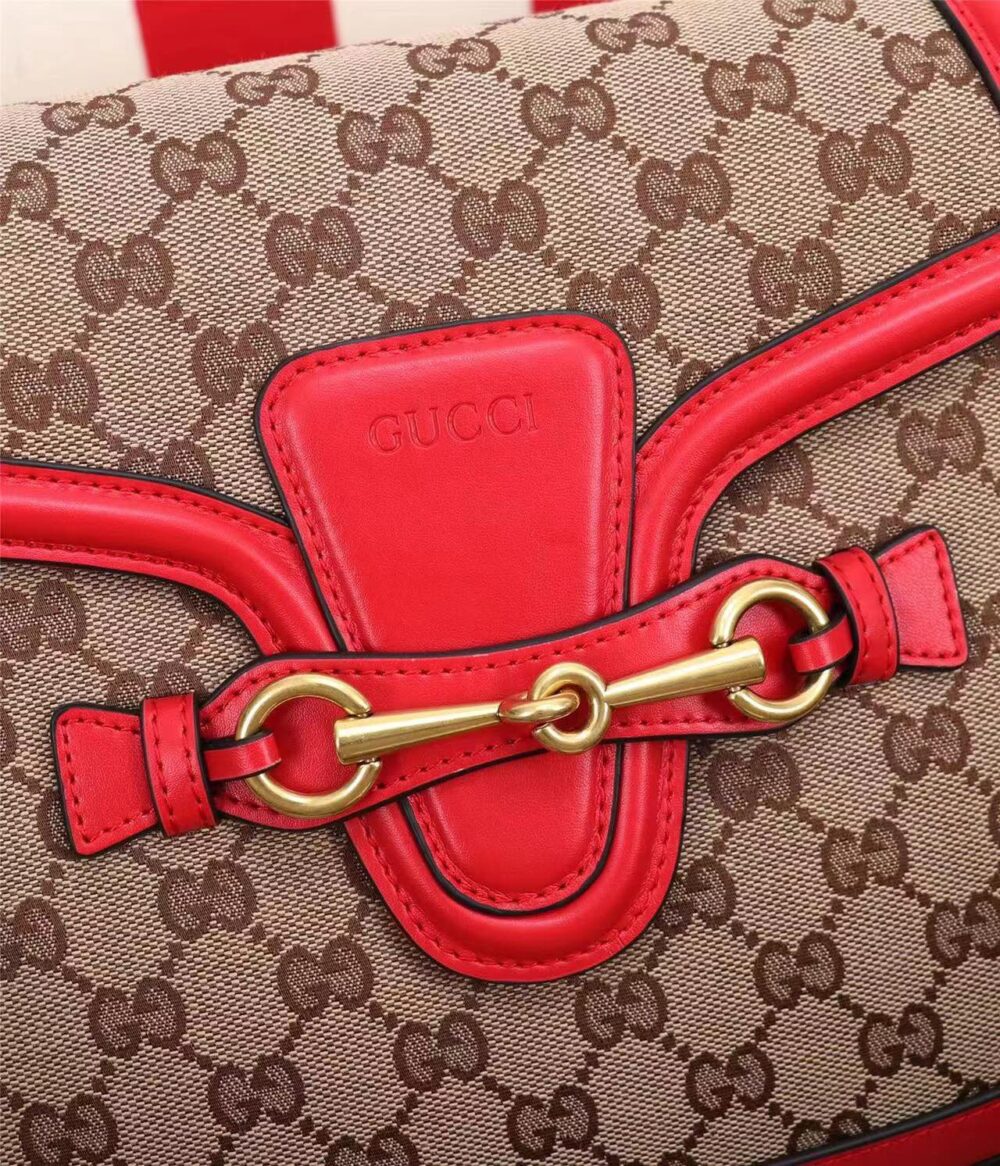 GUCCI LADY WEB ORIGINAL GG CANVAS WITH RED LEATHER TRIM 25CM - Image 5