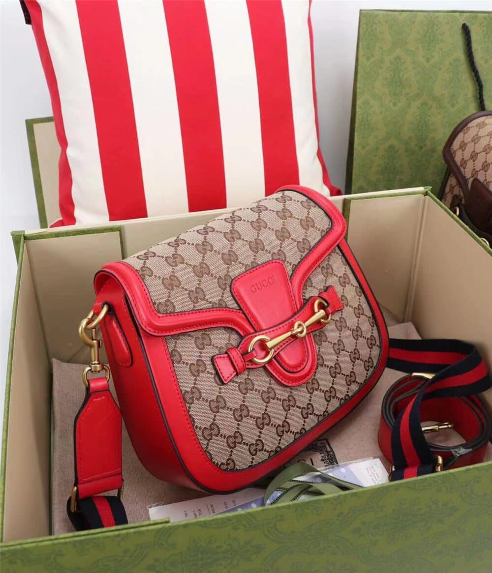 GUCCI LADY WEB ORIGINAL GG CANVAS WITH RED LEATHER TRIM 25CM - Image 8
