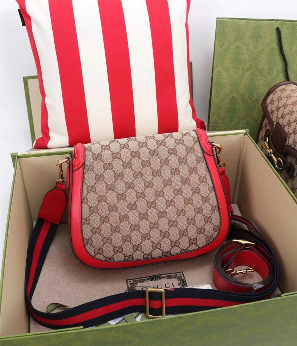 GUCCI LADY WEB ORIGINAL GG CANVAS WITH RED LEATHER TRIM 25CM - Image 9