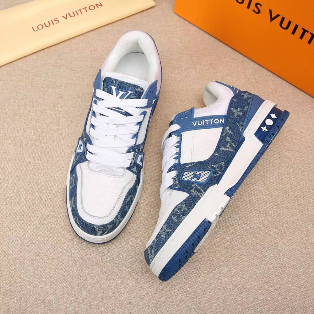 LOUIS VUITTON TRAINER SNEAKERS BLUE AND WHITE 1A9JGV - Image 6