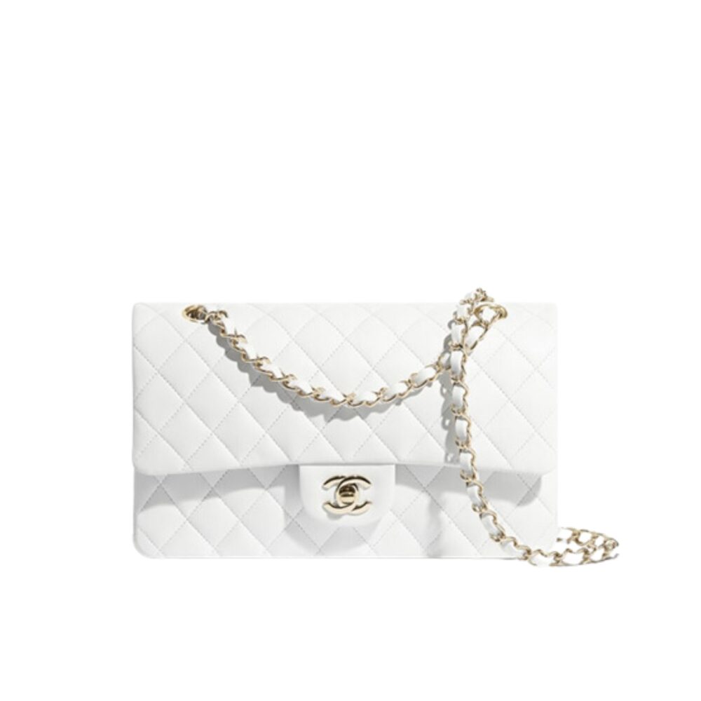 CHANEL CLASSIC SMALL HANDBAG WHITE 20CM AP1787