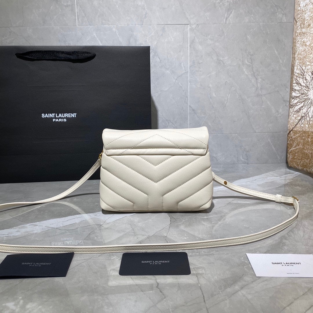 SAINT LAURENT LOULOU TOY STRAP BAG IN QUILTED Y LEATHER WHITE - Image 5