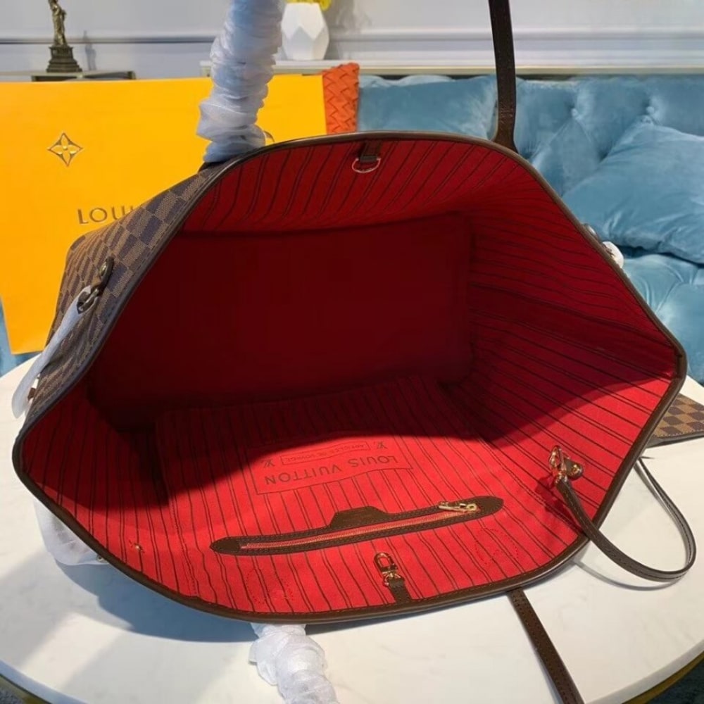 LOUIS VUITTON NEVERFULL GM DAMIER EBENE CERISE RED 39CM N40597 - Image 6