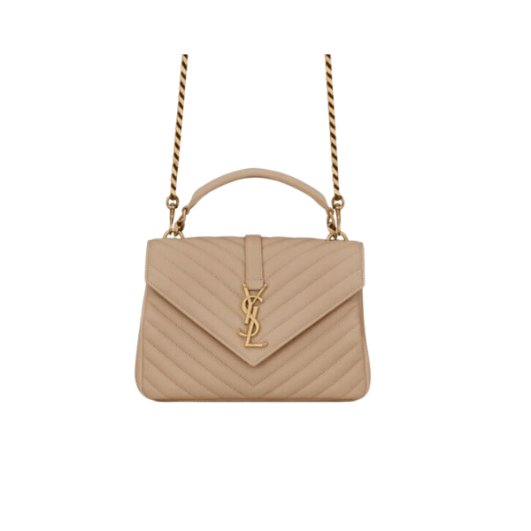 SAINT LAURENT COLLÈGE MEDIUM CHAIN BAG IN QUILTED LEATHER BEIGE 24CM 600279BRM072721