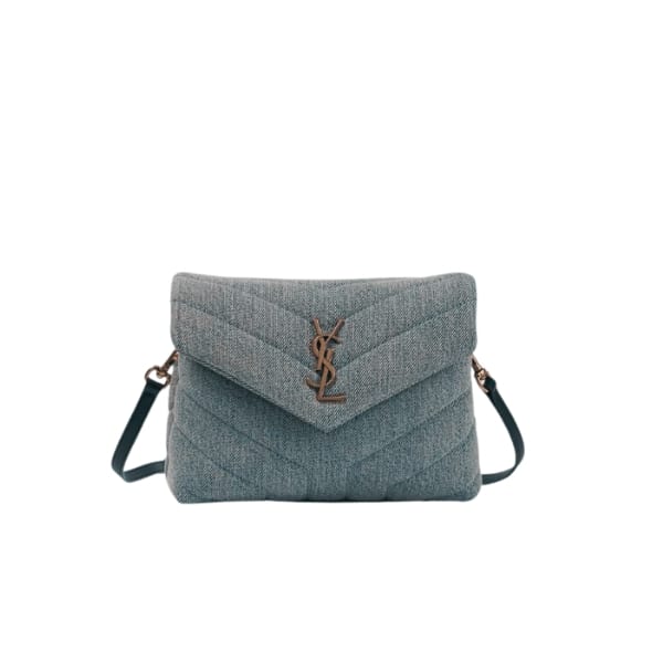 SAINT LAURENT LOULOU SMALL CHAIN BAG IN QUILTED Y DENIM BLUE