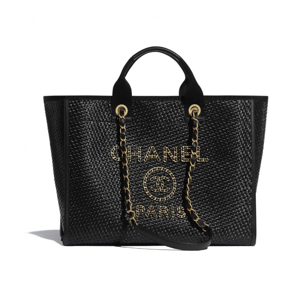 CHANEL DEAUVILLE LARGE SHOPPING BAG BLACK 39CM A66941 B05086 94305