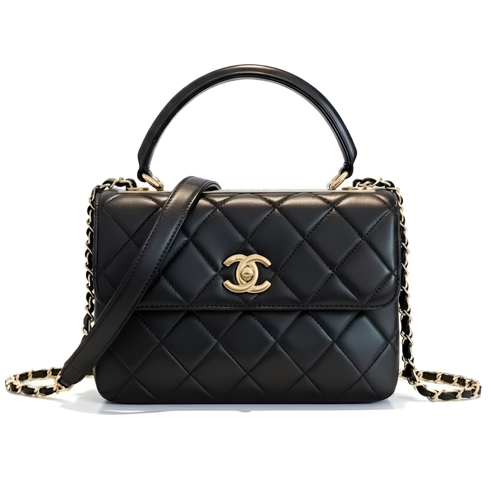 Chanel Flap Bag With Top Handle Bag With Gold Metal Black 25Cm A92236 Y60767 94305