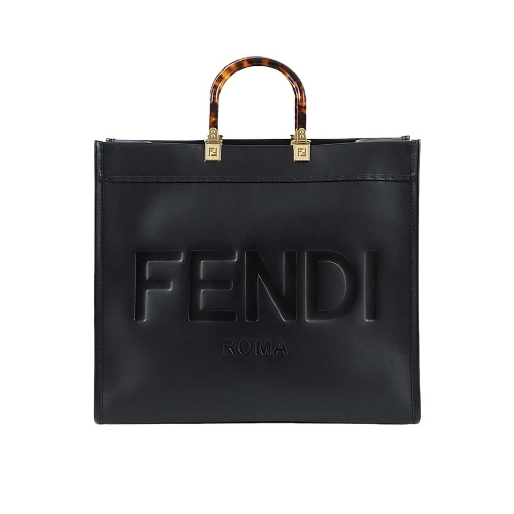 FENDI SUNSHINE LARGE BLACK LEATHER SHOPPER 41CM 8BH372ABVLF0KUR