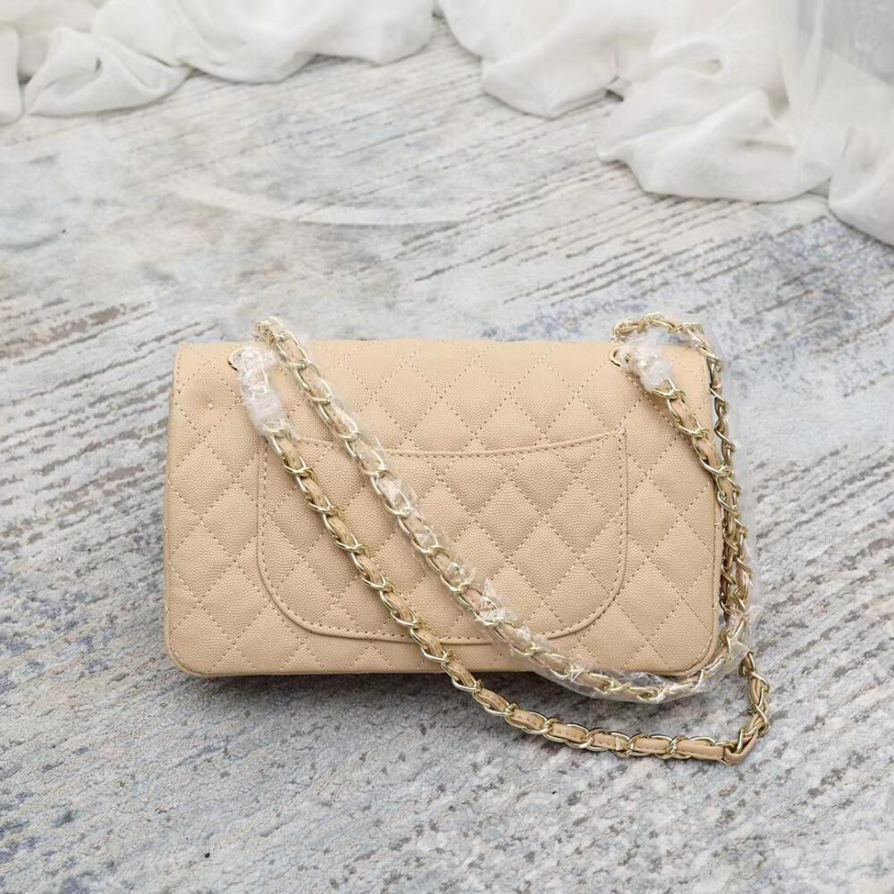CHANEL CLASSIC GRAIN GOLD HARDWARE HANDBAG BEIGE 25CM A01112 - Image 3