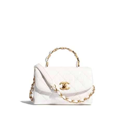 CHANEL MINI FLAP HANDLE WHITE 25CM