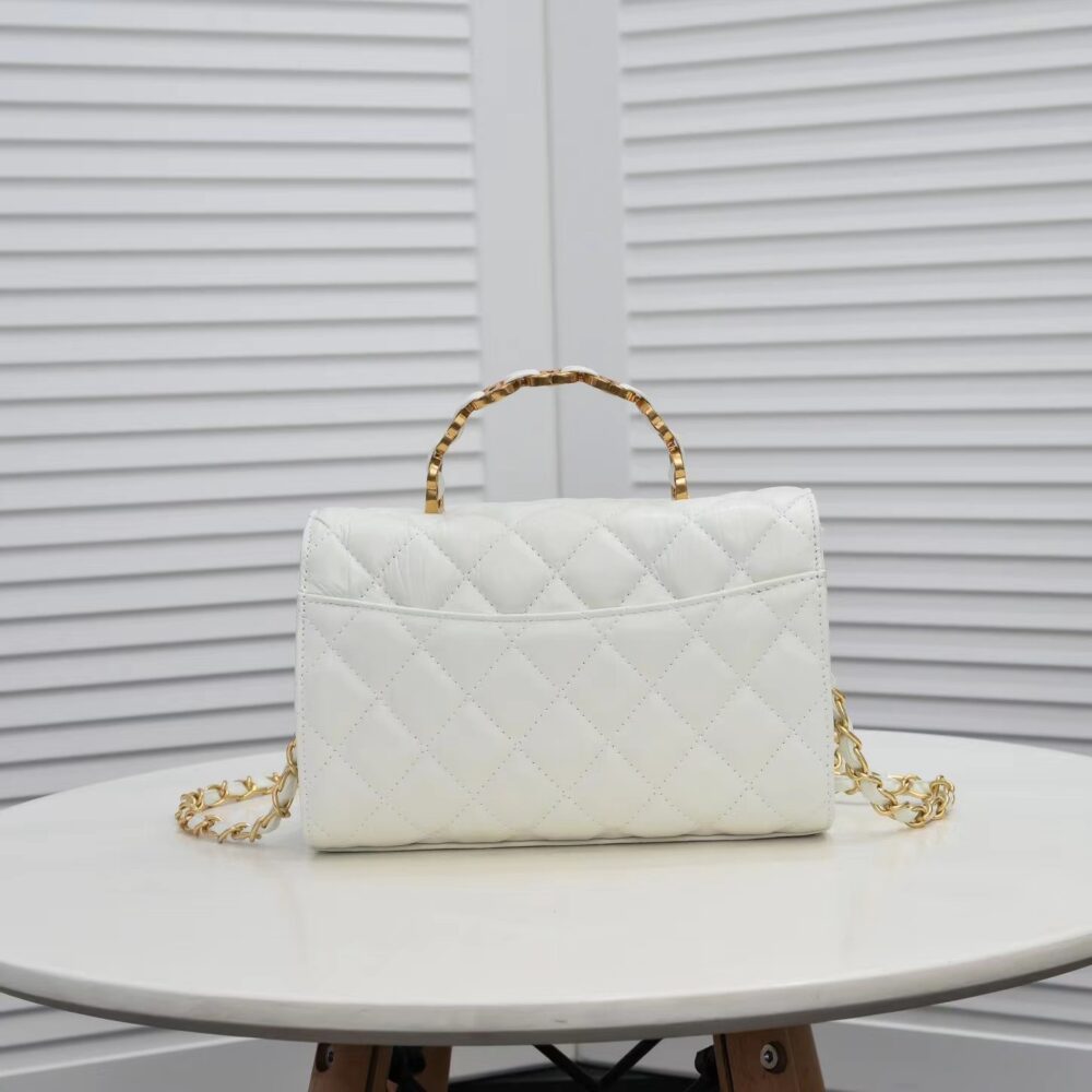 CHANEL MINI FLAP HANDLE WHITE 25CM - Image 5