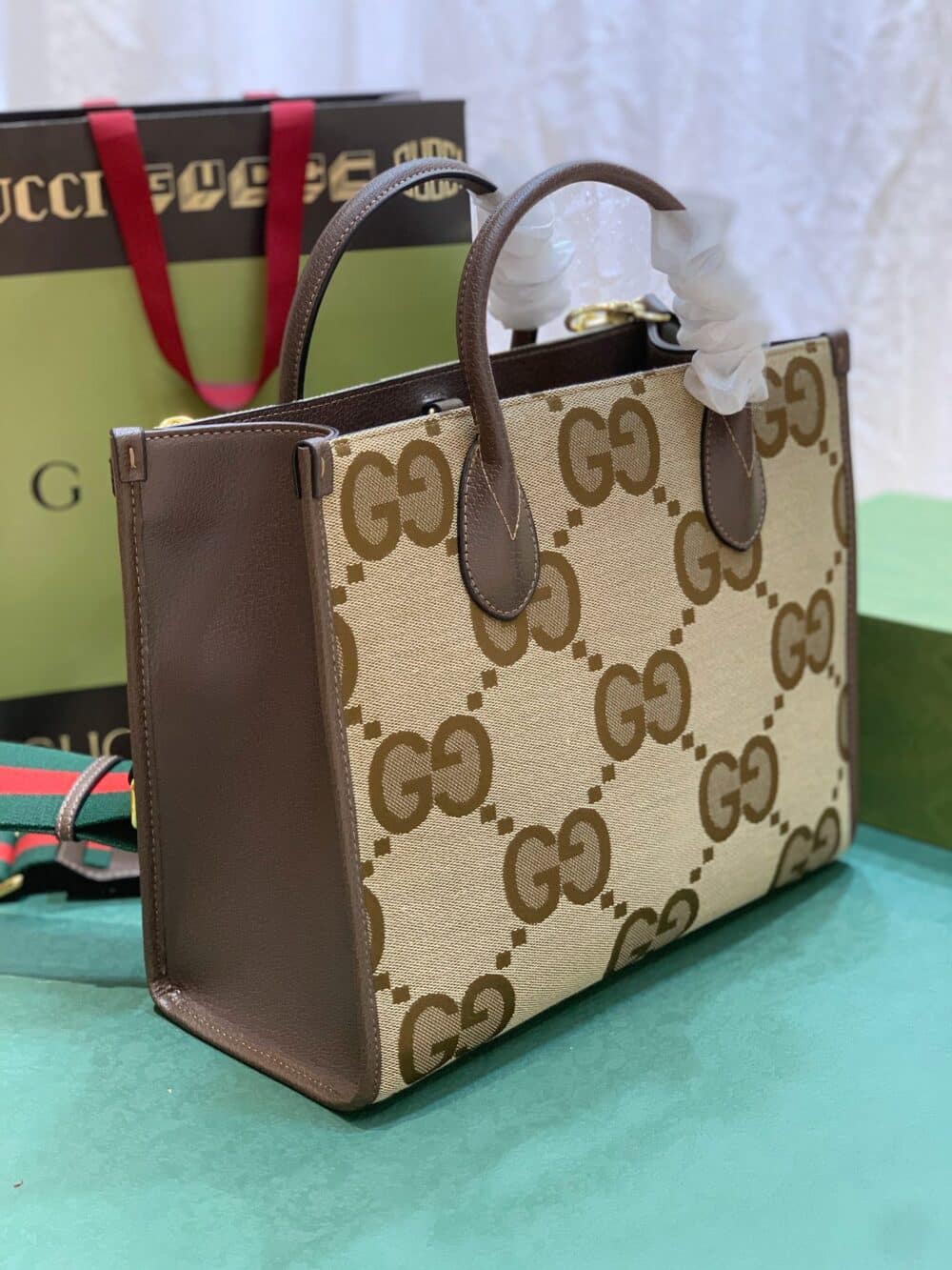 GUCCI TOTE BAG WITH JUMBO GG CAMEL 31CM  678839 UKMDG 2570 - Image 5