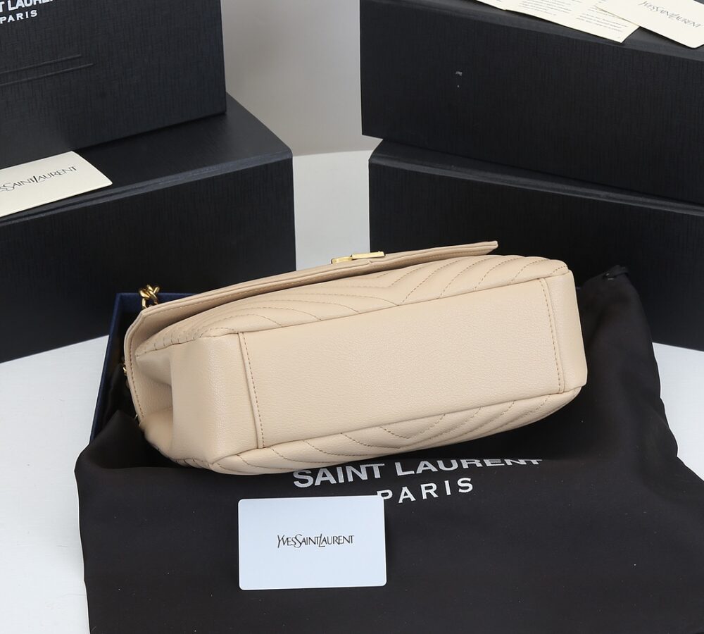 SAINT LAURENT COLLÈGE MEDIUM CHAIN BAG IN QUILTED LEATHER BEIGE 24CM 600279BRM072721 - Image 7
