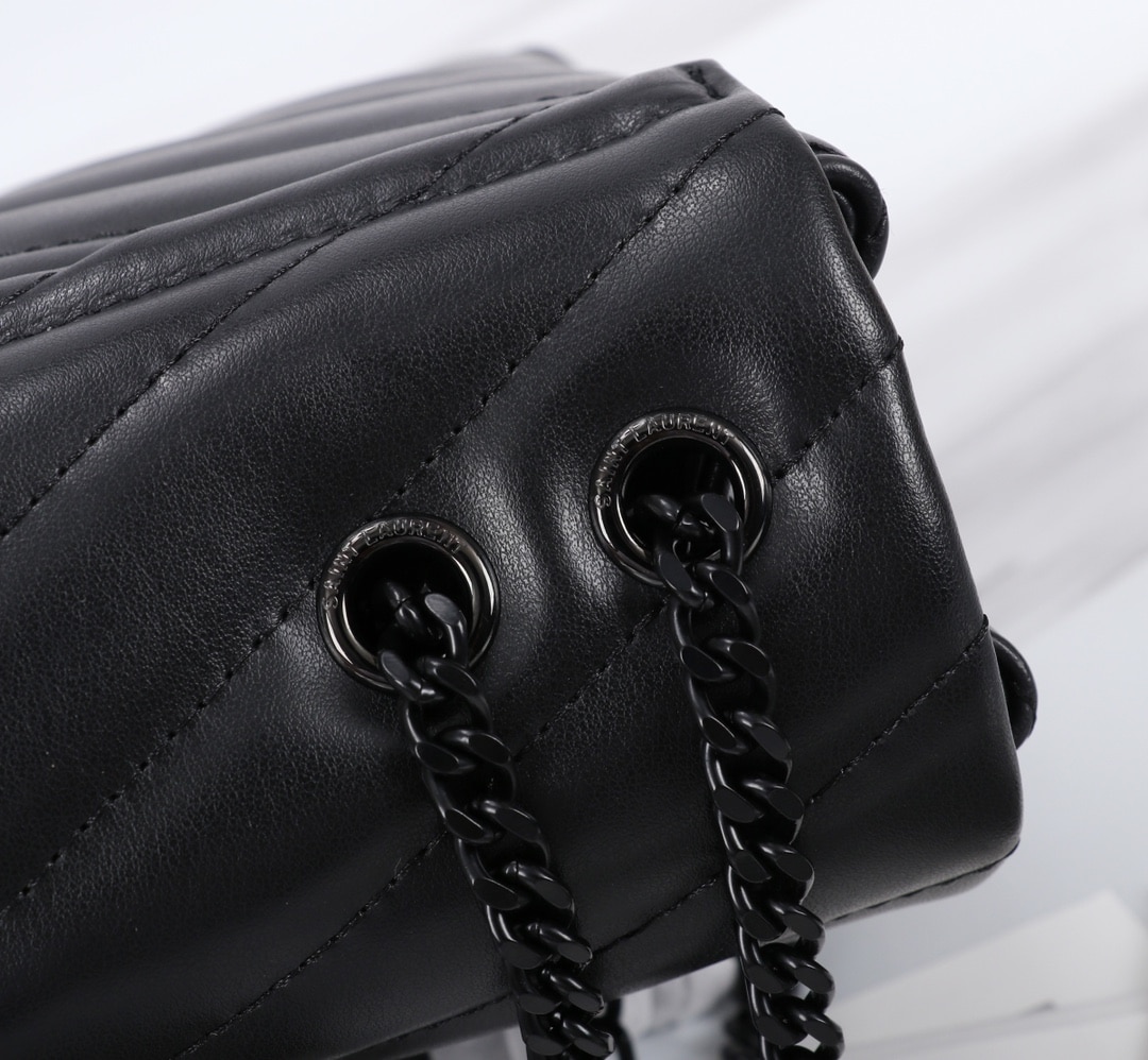SAINT LAURENT LOULOU SMALL CHAIN BAG IN MATELASSÉ Y BLACK NOIR 23CM 494699DV7281000 - Image 7