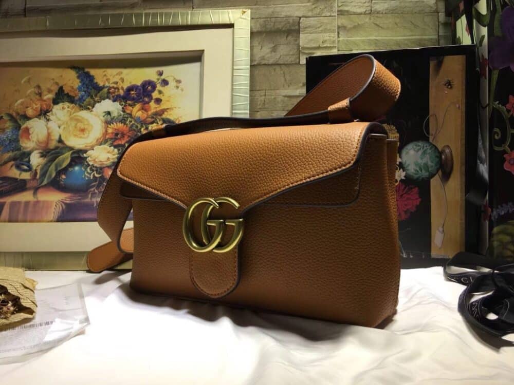 GUCCI GG MARMONT LEATHER SHOULDER BAG BROWN 28CM - Image 4