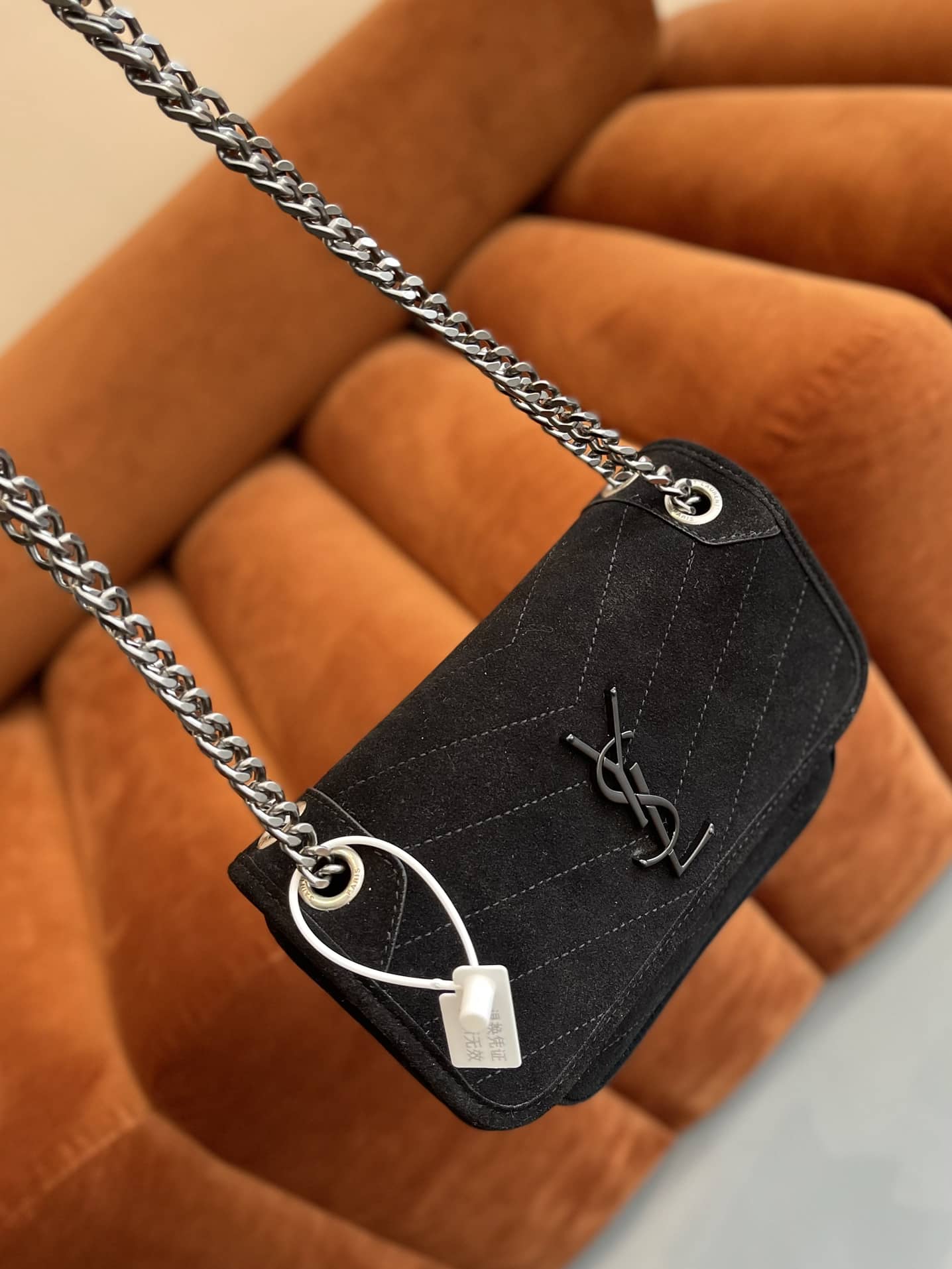 SAINT LAURENT NIKI MEDIUM QUILTED SUEDE SHOULDER BAG BLACK - Image 3