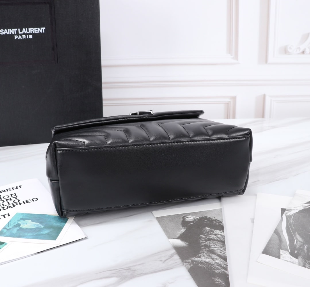 SAINT LAURENT LOULOU SMALL CHAIN BAG IN MATELASSÉ Y BLACK NOIR 23CM 494699DV7281000 - Image 9