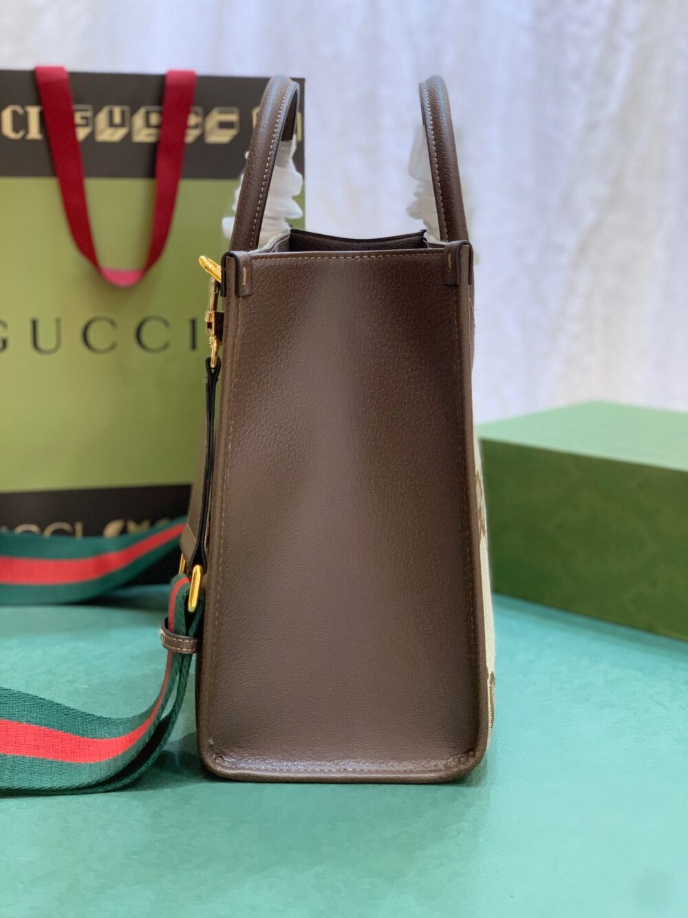 GUCCI TOTE BAG WITH JUMBO GG CAMEL 31CM  678839 UKMDG 2570 - Image 6