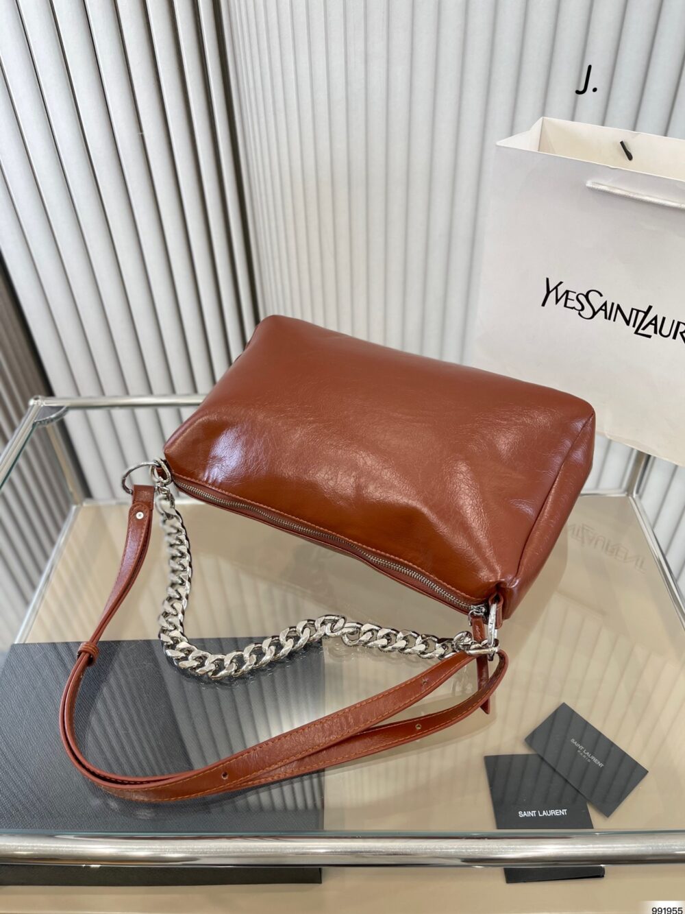 SAINT LAURENT SMOOTH LEATHER MEDIUM PEDRO BAG BROWN - Image 4