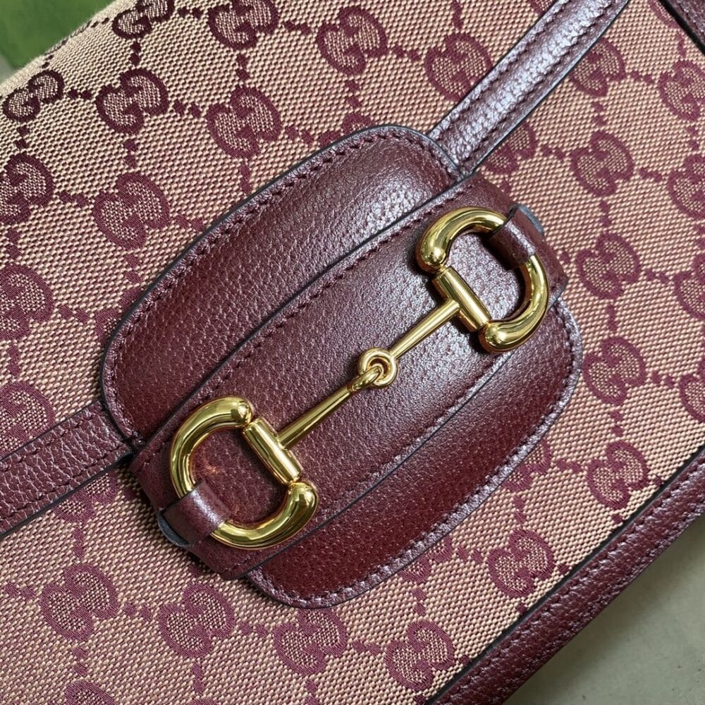 GUCCI HORSEBIT 1955 ORIGINAL GG SHOULDER BAG BURGUNDY 25CM 602204 9Y9NG 9865 - Image 3