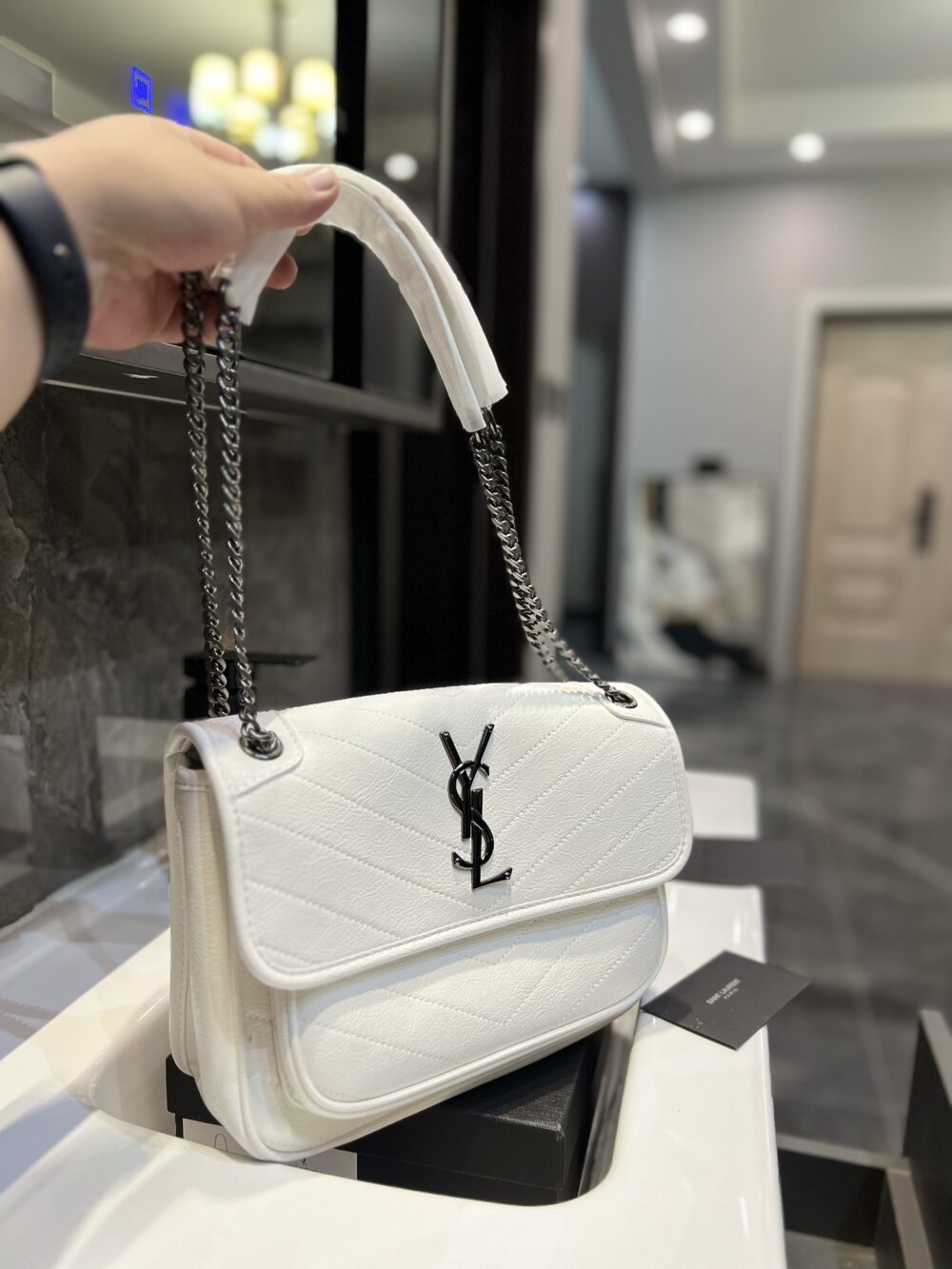 SAINT LAURENT NIKI BABY CHAIN BAG IN WHITE 6331601EL079207 - Image 2