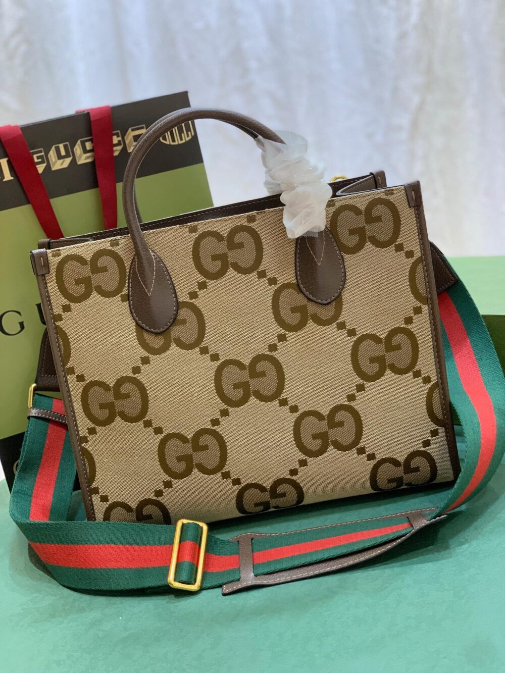 GUCCI TOTE BAG WITH JUMBO GG CAMEL 31CM  678839 UKMDG 2570 - Image 7