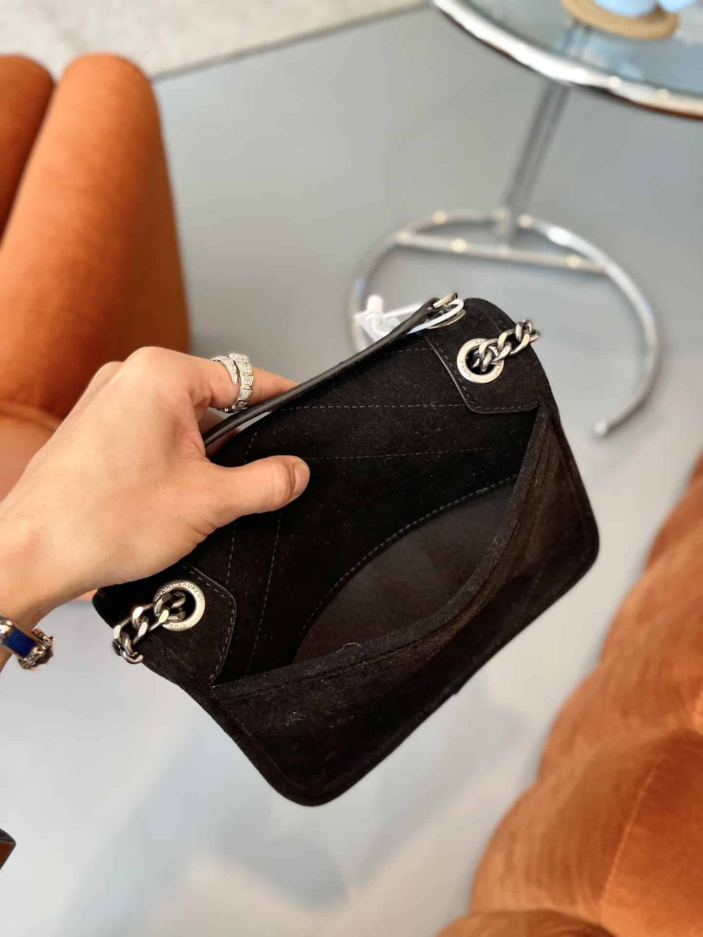 SAINT LAURENT NIKI MEDIUM QUILTED SUEDE SHOULDER BAG BLACK - Image 2