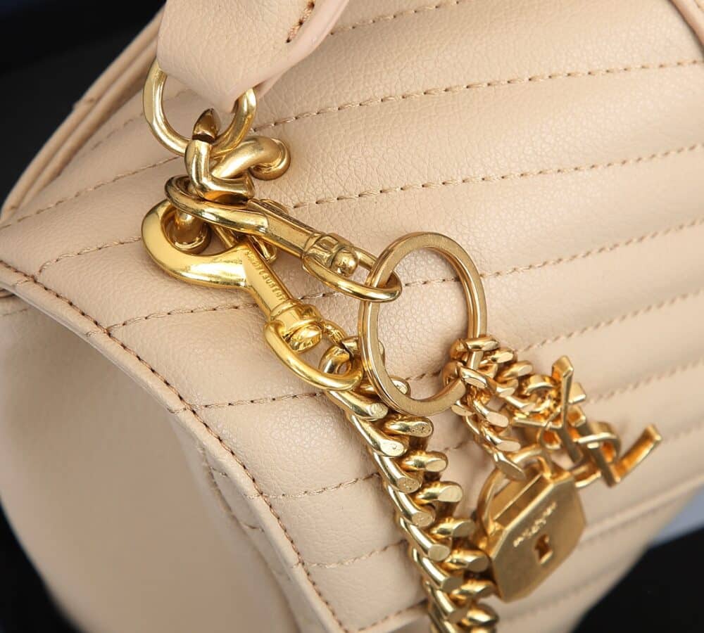 SAINT LAURENT COLLÈGE MEDIUM CHAIN BAG IN QUILTED LEATHER BEIGE 24CM 600279BRM072721 - Image 6