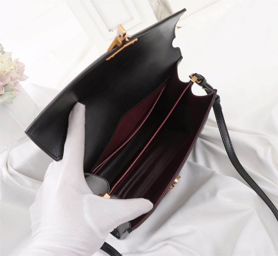 SAINT LAURENT CASSANDRA MEDIUM TOP HANDLE BAG BLACK GOLD 24CM 623931BOW0W1000 - Image 5