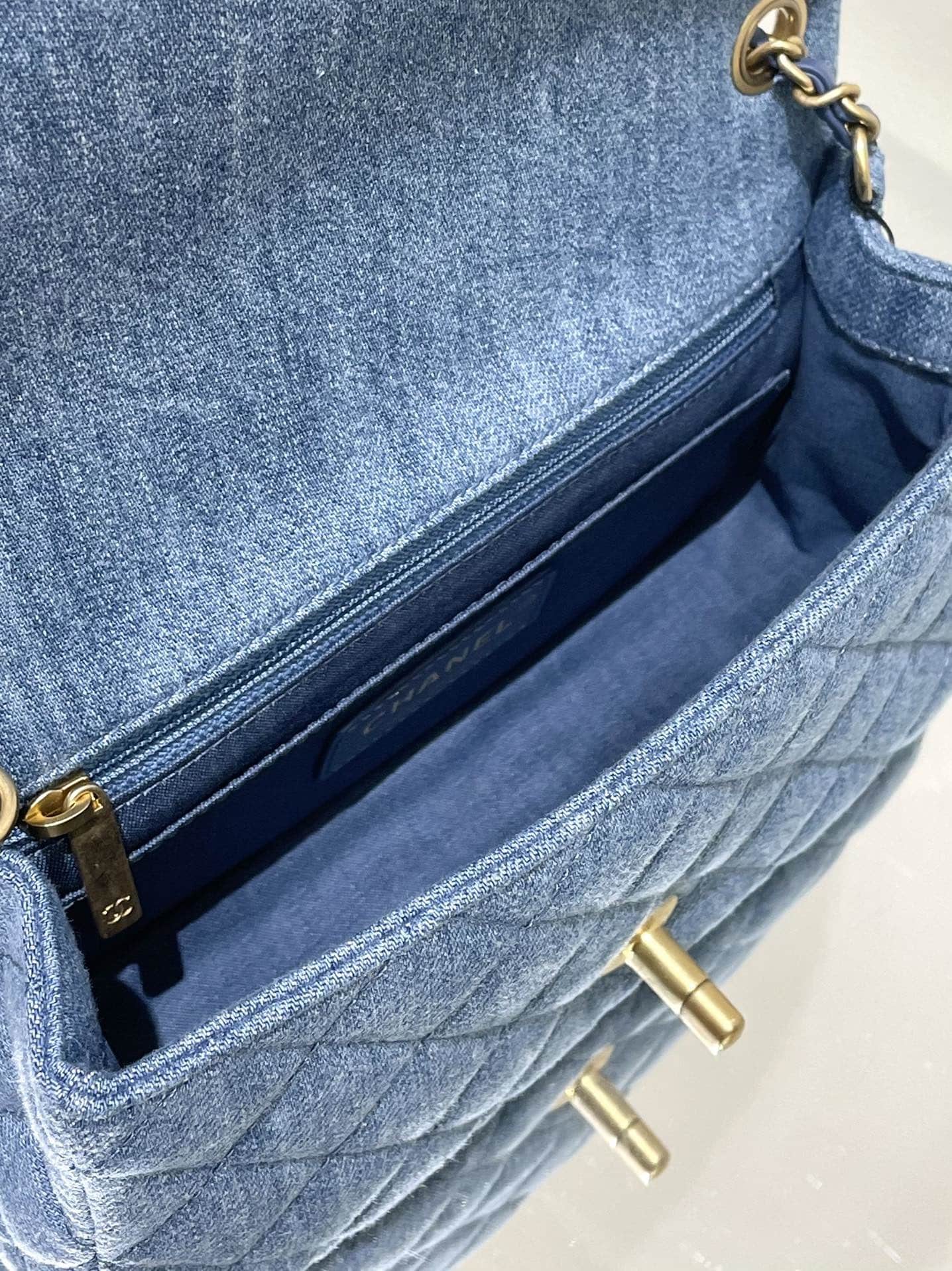 CHANEL DENIM RECTANGULAR CRUSH GHW 20CM - Image 7