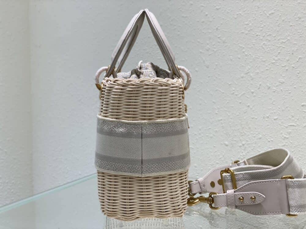Alternative view of DIOR MEDIUM LADY NATURAL WICKER GREY OBLIQUE JACQUARD M0565CMVO 24CM
