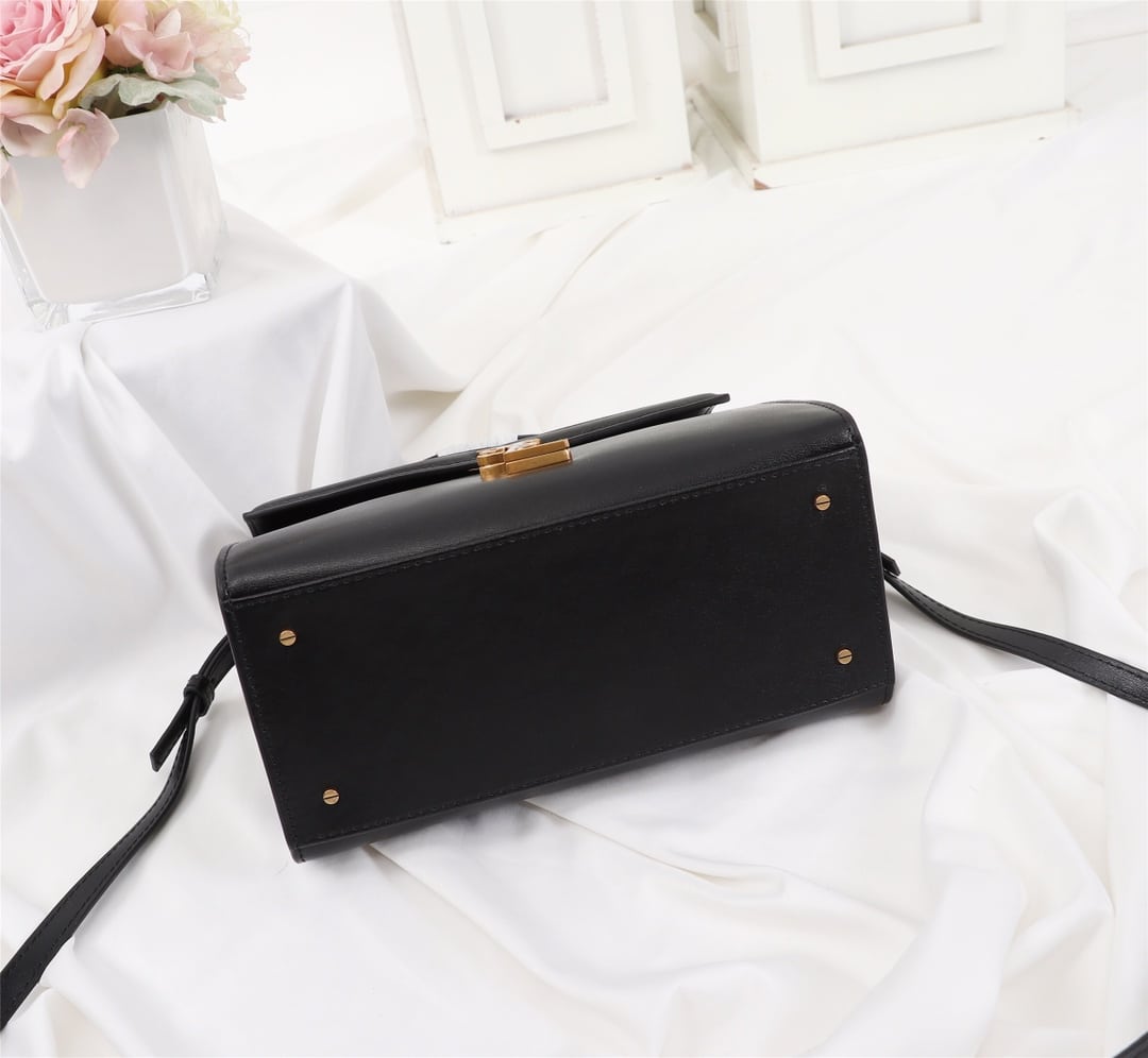 SAINT LAURENT CASSANDRA MEDIUM TOP HANDLE BAG BLACK GOLD 24CM 623931BOW0W1000 - Image 7