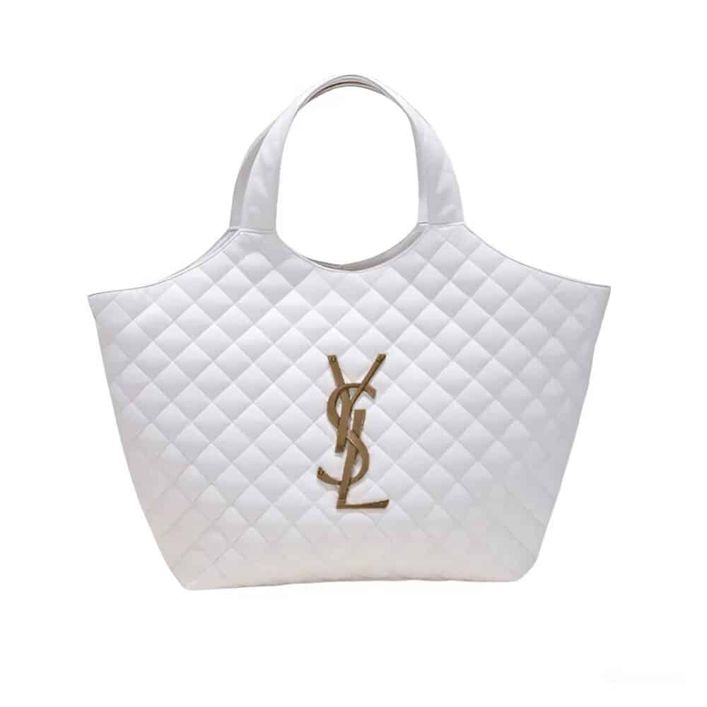 SAINT LAURENT ICARE MAXI SHOPPING BAG IN QUILTED 50CM WHITE
