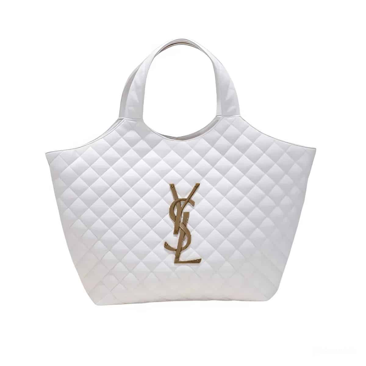 SAINT LAURENT ICARE MAXI SHOPPING BAG IN QUILTED 50CM WHITE