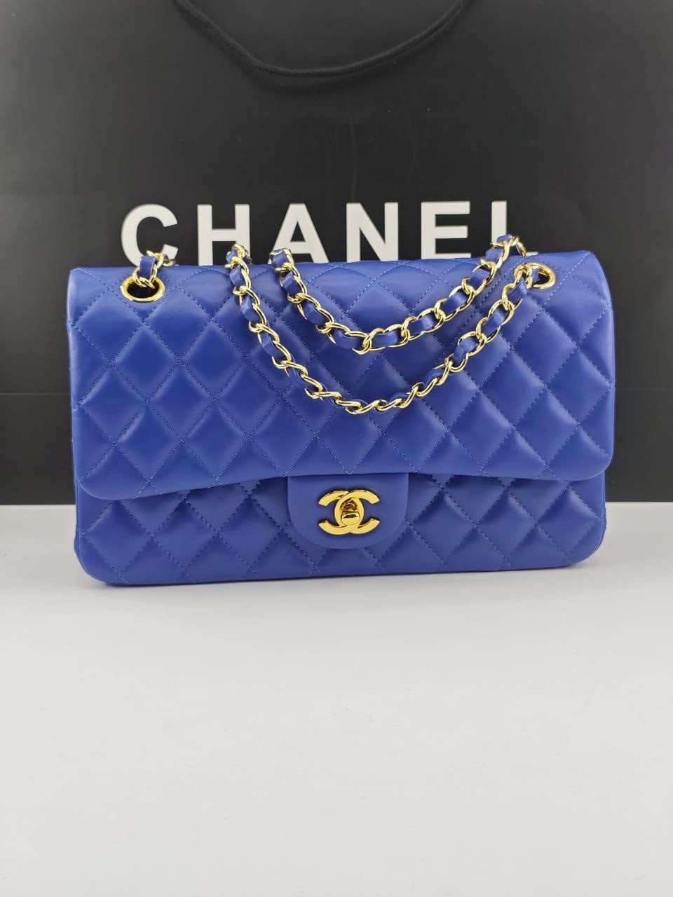 Alternative view of Chanel Classic Medium Flap Navy And Gold 25Cm